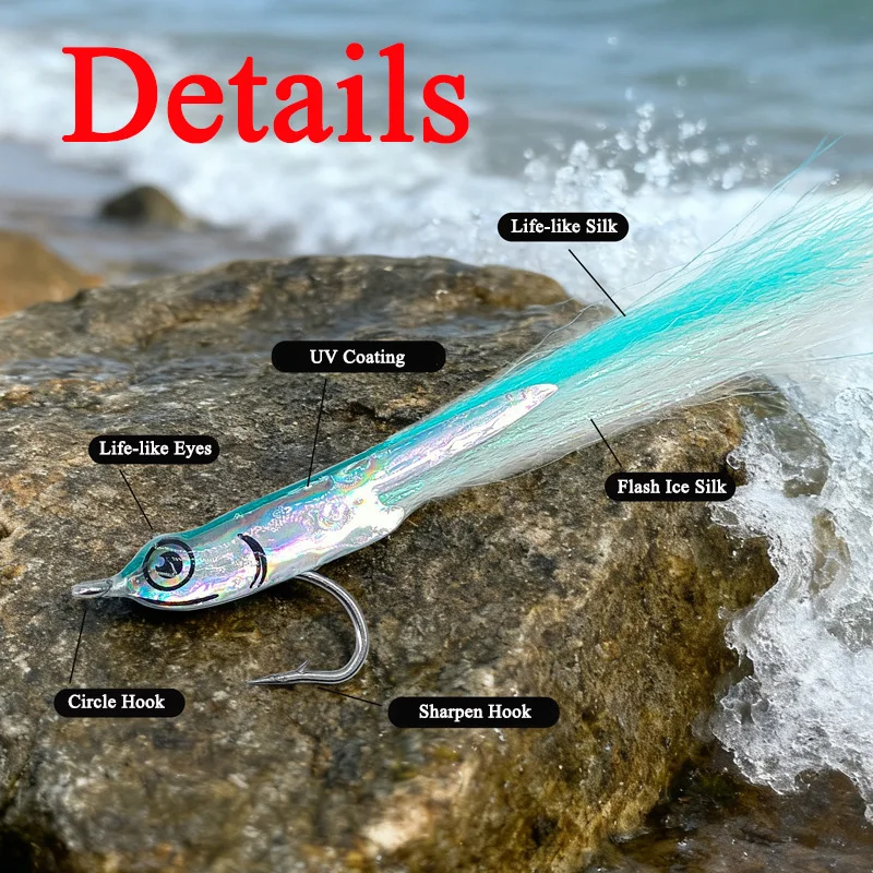 Ice Silk Sabiki señuelo mosca realista para lubina - imagen 4