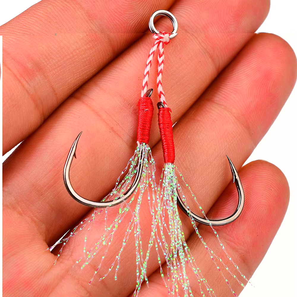Anzuelos Assist con plumas y barra – Acero al carbono para pesca lenta - imagen 5