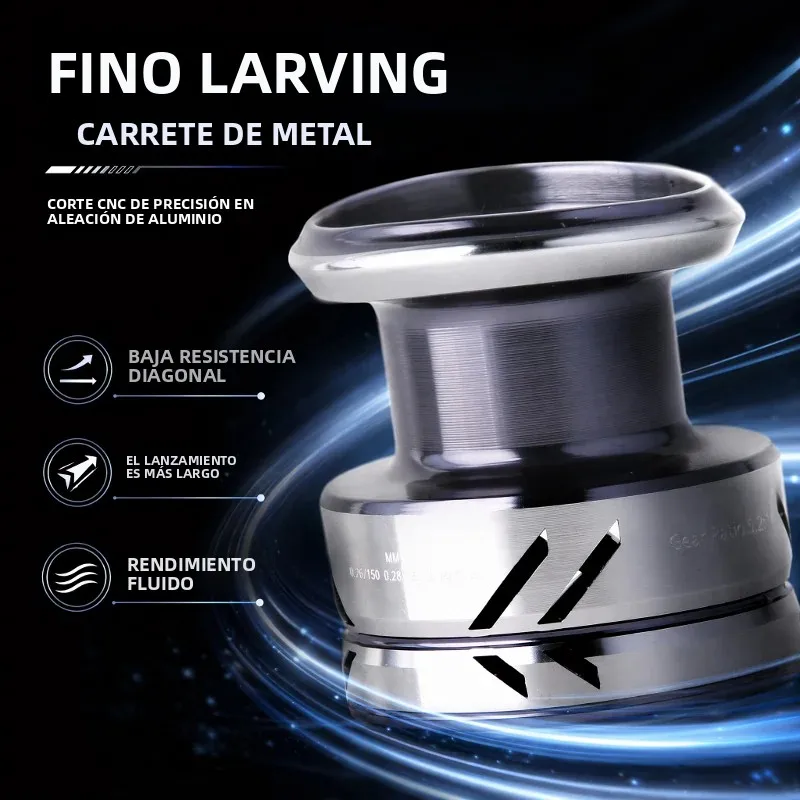 Carrete DEUKIO con perilla metálica y arrastre suave para carpa - imagen 4