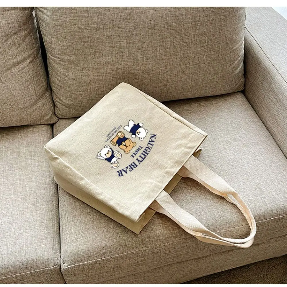 Bolsa de picnic de lona con bordado de oso y dibujos animados