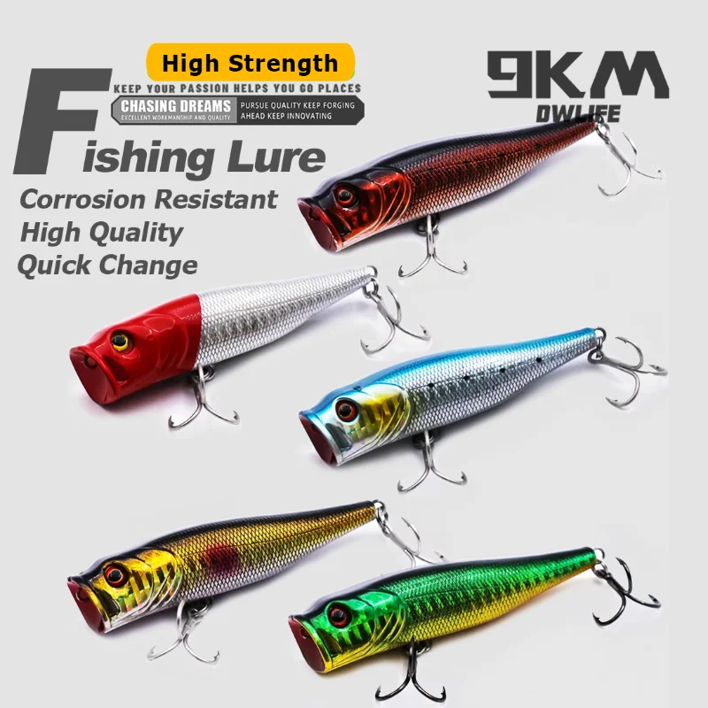 Popper 7-9cm agua salada – Anzuelos triples para lubina y stripers