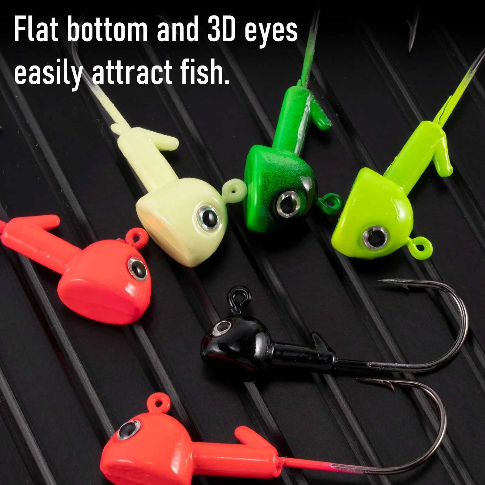 Anzuelo Jig con cabeza plana y ojos 3D para señuelos blandos - imagen 5