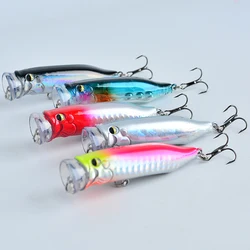 Señuelo Popper de superficie con anzuelos para pesca deportiva