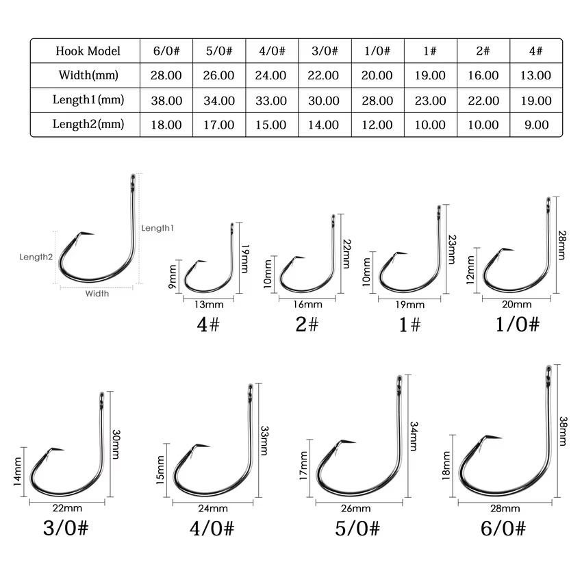 Anzuelos Offset Circle de acero carbono para pulpo - imagen 4