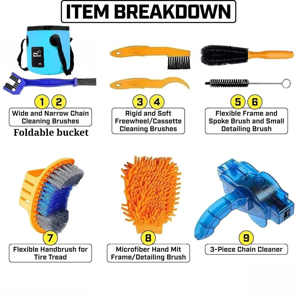 Kit de limpieza de bicicleta con cepillos para cadena y cassette - imagen 4