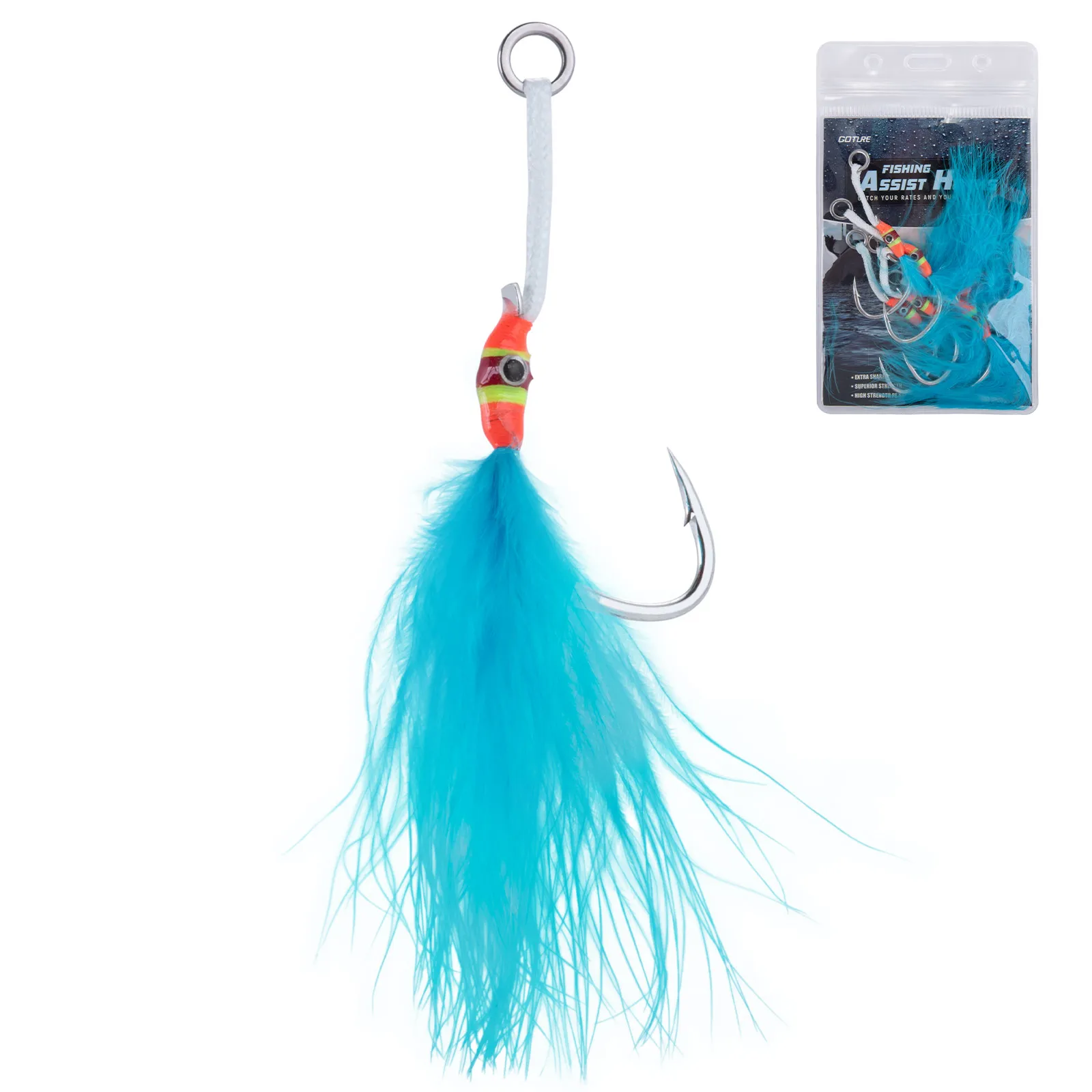 Anzuelos de asistencia para jigs con pluma y alambre