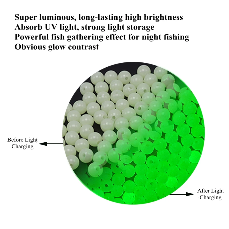 Cuentas luminosas de pesca ZYZHE – Perlas de plástico con brillo - imagen 2