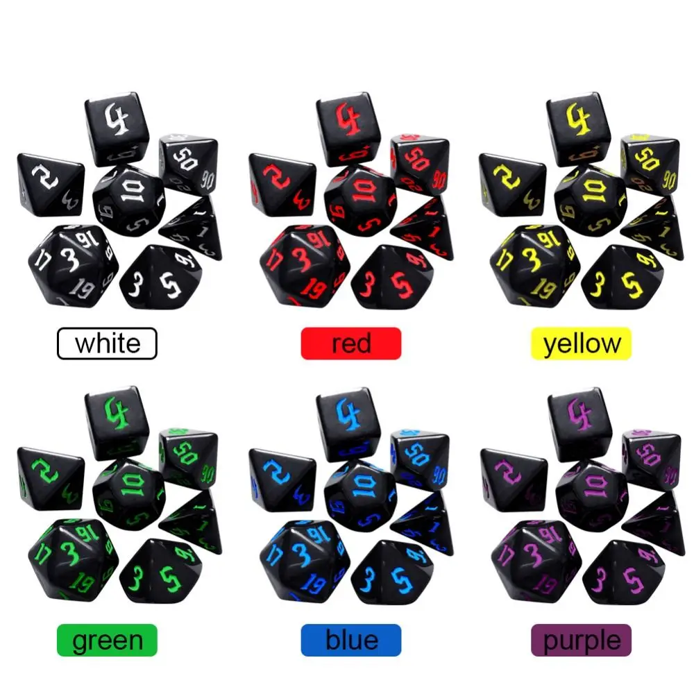 Dados poliédricos opacos de acrílico en colores