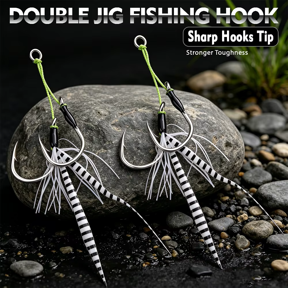 Jigs Proberos Doble Púas con Falda Zebra – Señuelo Seda Alta Mar - imagen 2