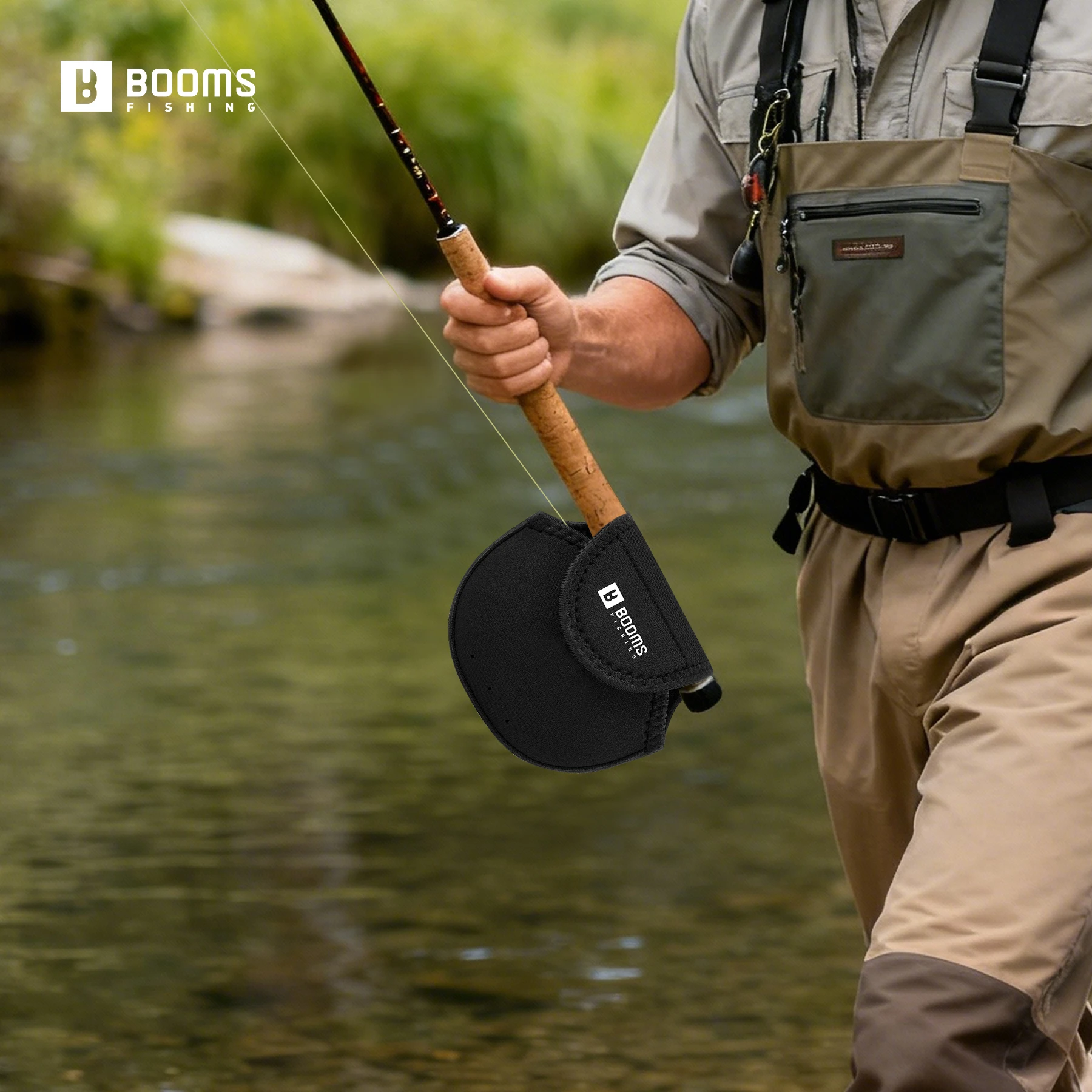 Booms bolsa carrete pesca con mosca detalle