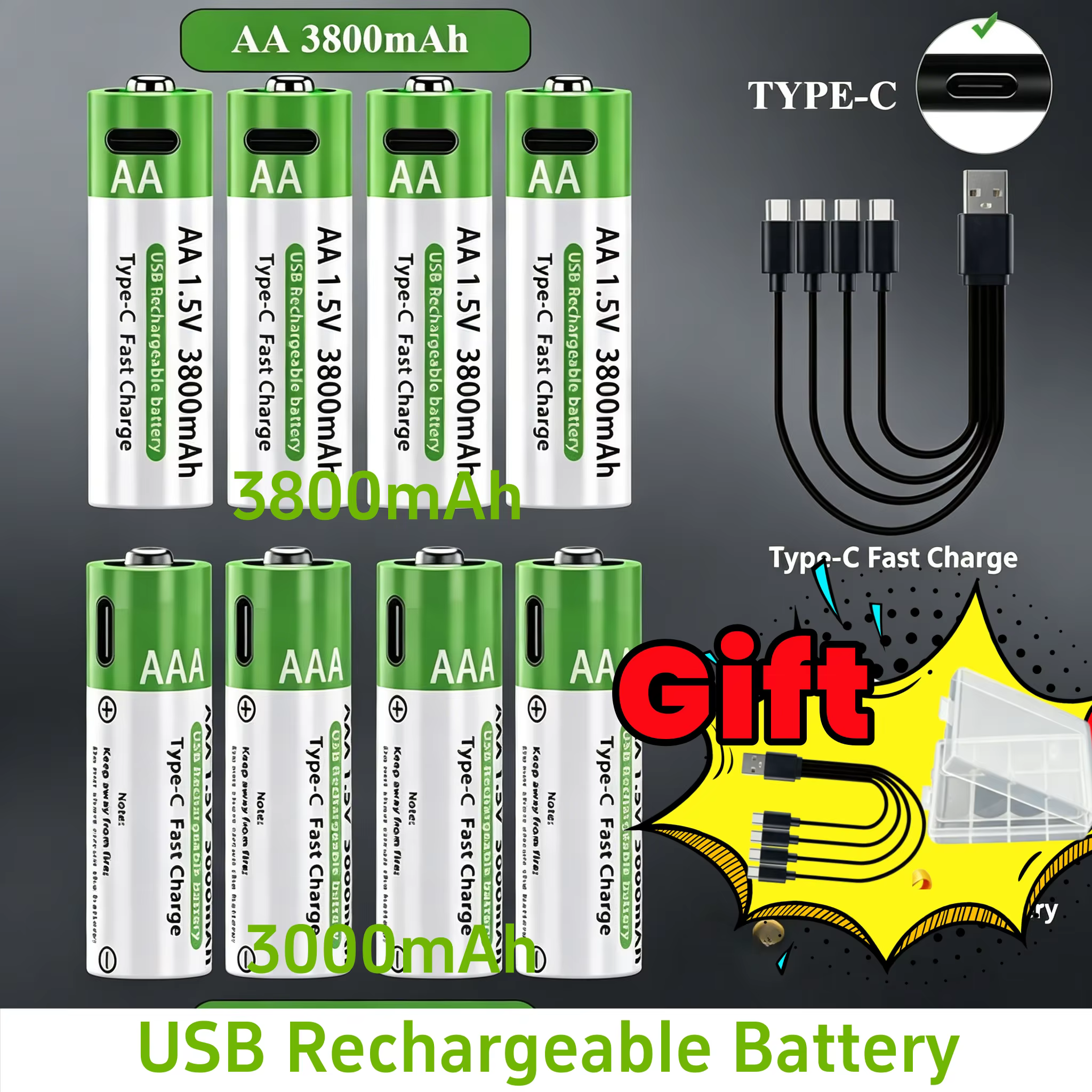 Pilas Recargables de Litio AA y AAA 1.5V – Baterías Alta Capacidad