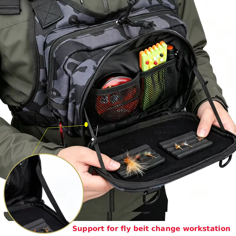 Chaleco de pesca táctico con mochila y bolsillos MOLLE - imagen 5