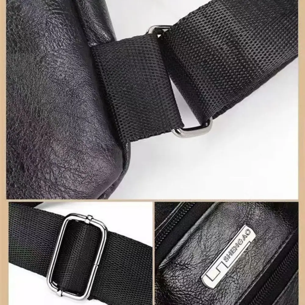 Bandolera de piel PU hombre con puerto para auriculares negro - imagen 3