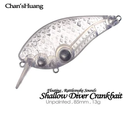 Chan'sHuang Señuelo crankbait blanco sin pintar para pesca DIY