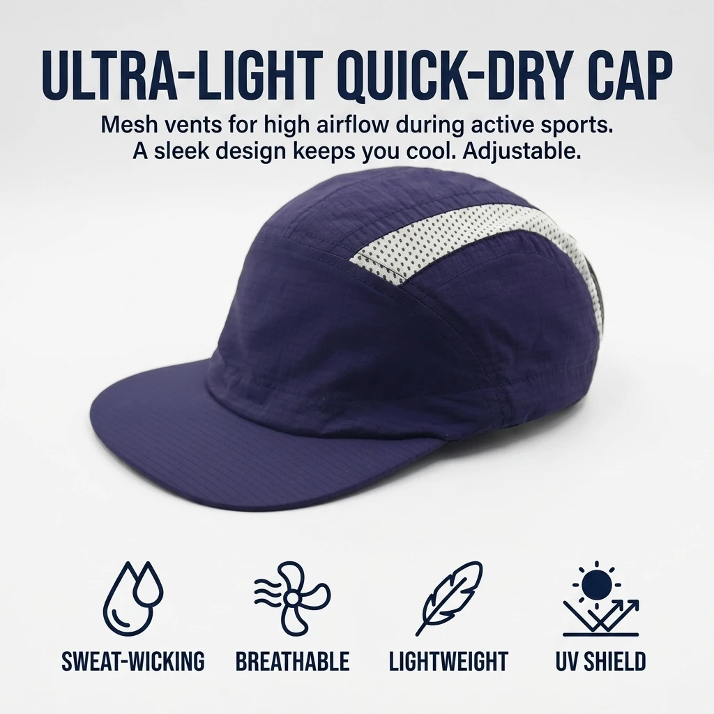Gorra secado rápido con malla transpirable y protección solar - imagen 3