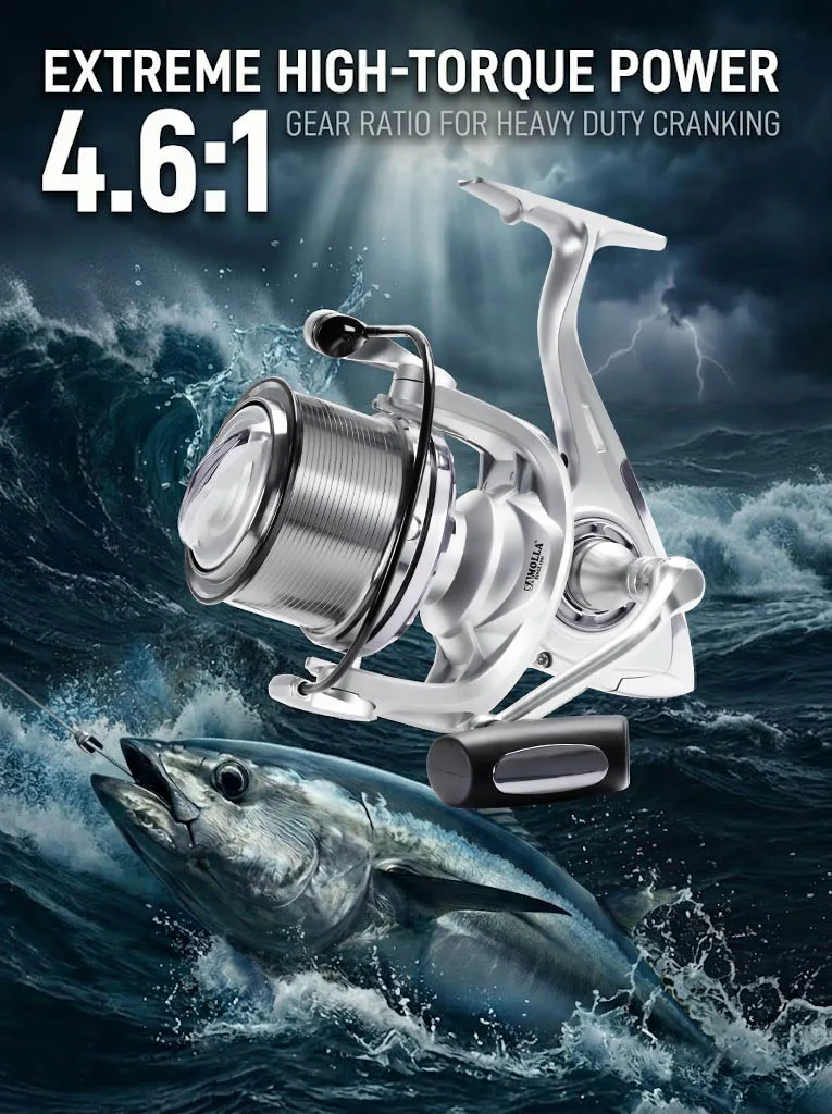 Carrete SAMOLLA para surfcasting y pesca en agua salada