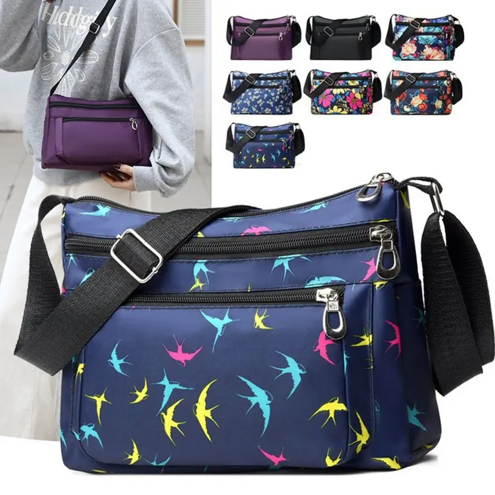 Bandolera impermeable de nailon floral con bolsillo multicapa grande - imagen 2