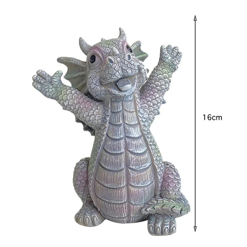 Escultura tipo dinosaurio con postura relajada y luz