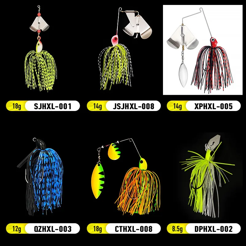 Vista frontal del señuelo Spinnerbait con ojos realistas