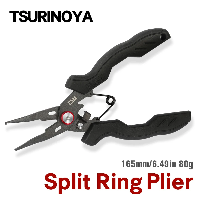 Alicates de pesca TSURINOYA con anillo dividido y cortador de trenzas