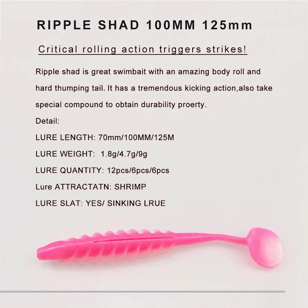 Señuelo blando ESFISHING Ripple Shad vista lateral