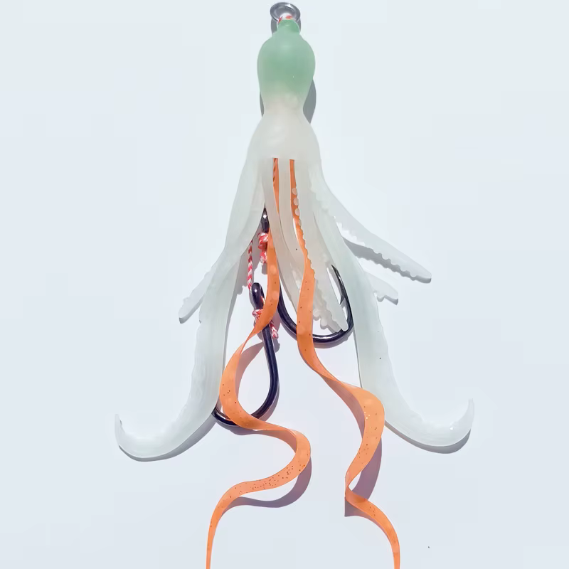 Kabura Tenya Snapper Jig con falda de silicona luminoso - imagen 3
