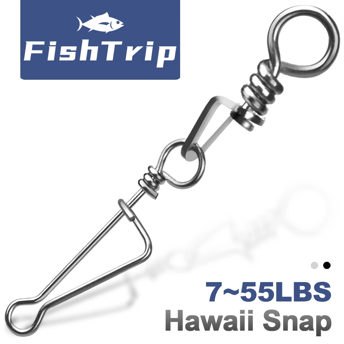 FishTrip mosquetón de pesca giratorio inoxidable con conector presión - imagen 3