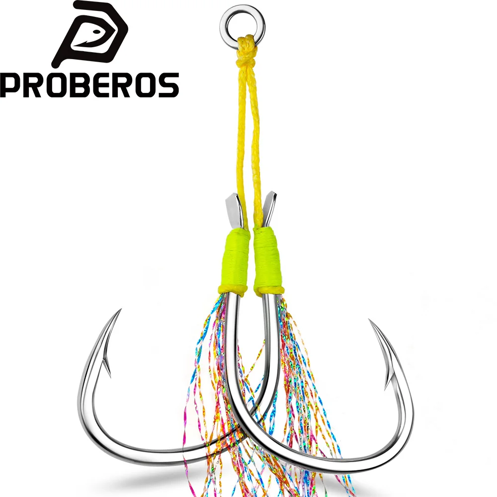 PROBEROS Anzuelos Dobles Asistencia de Pluma Slow Jig – Acero carbono - imagen 4