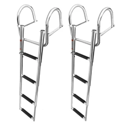 Escalera marina de acero para pontón – 4 escalones con pasamanos