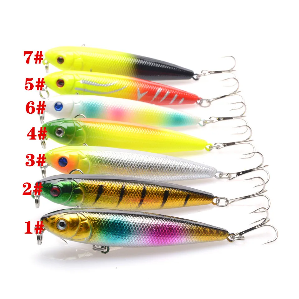 Señuelo minnow de cuerpo tipo lápiz y ojos 3D