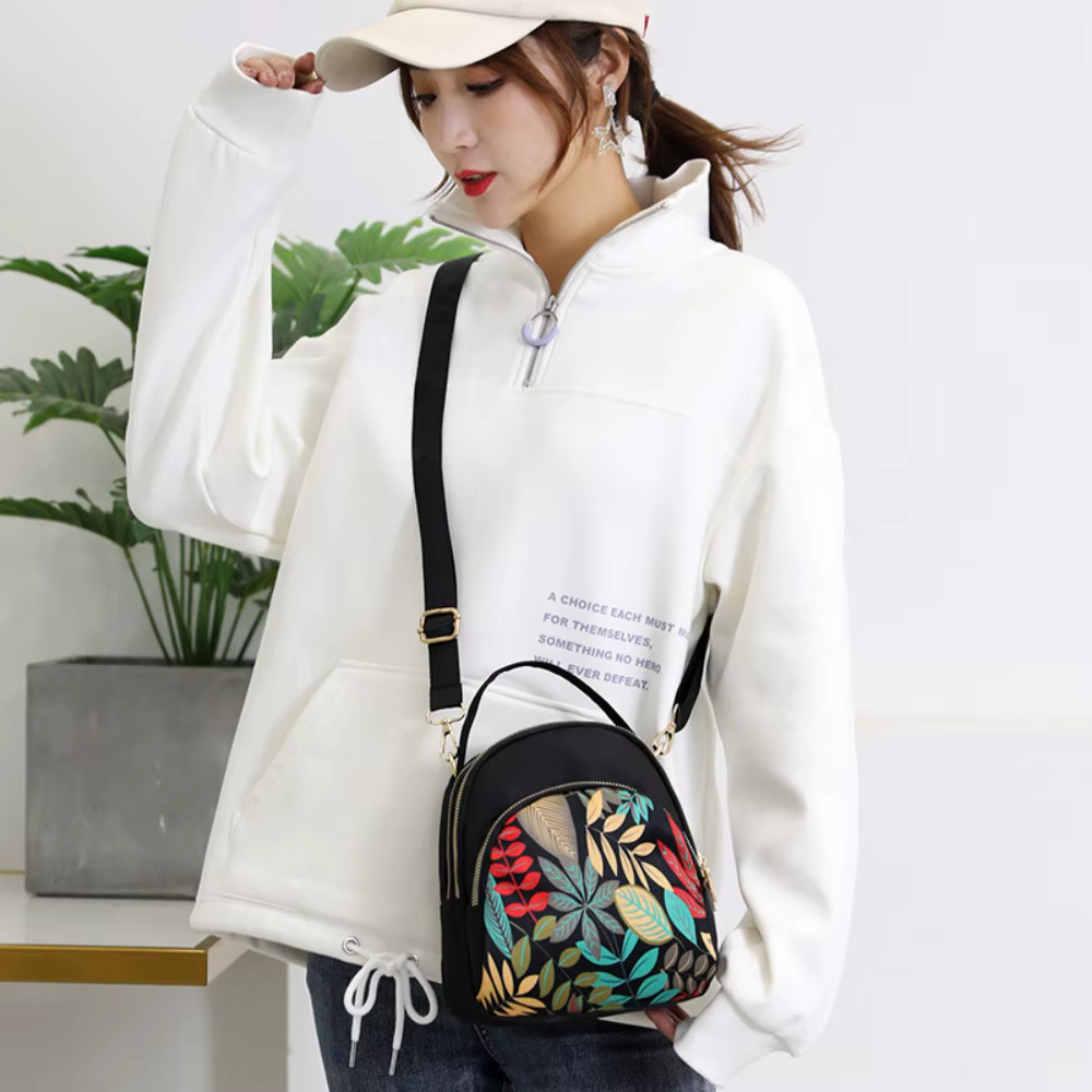 Mochila impermeable de nailon gran capacidad con estampado redondo - imagen 3