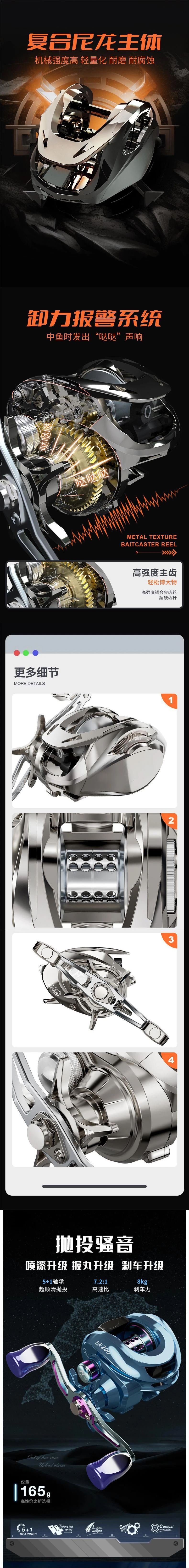 Rueda de pesca Metal Master con diseño de gota de agua