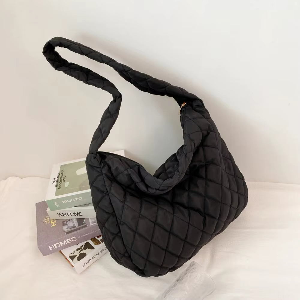 Bolso de hombro acolchado de algodón para mujer