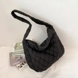 Bolso de hombro acolchado de algodón para mujer