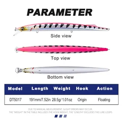 D1 Jerk Minnow Jerkbait flotante de largo alcance – Lubina y lucio