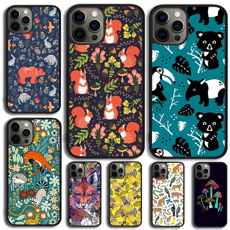 Funda iPhone con animales del bosque salvaje – compatible con 11 hasta 17 Pro/Max - imagen 4