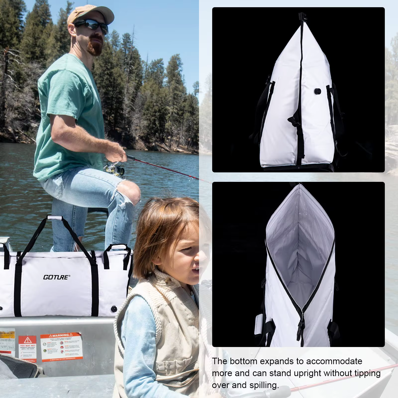 Goture Bolsa Enfriadora Pesca Aislada Portátil Antifugas con Drenaje - imagen 3