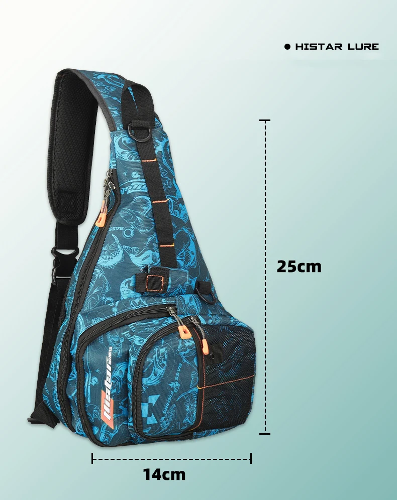 Bolsa de pecho para pesca Scione con estampado de pez azul