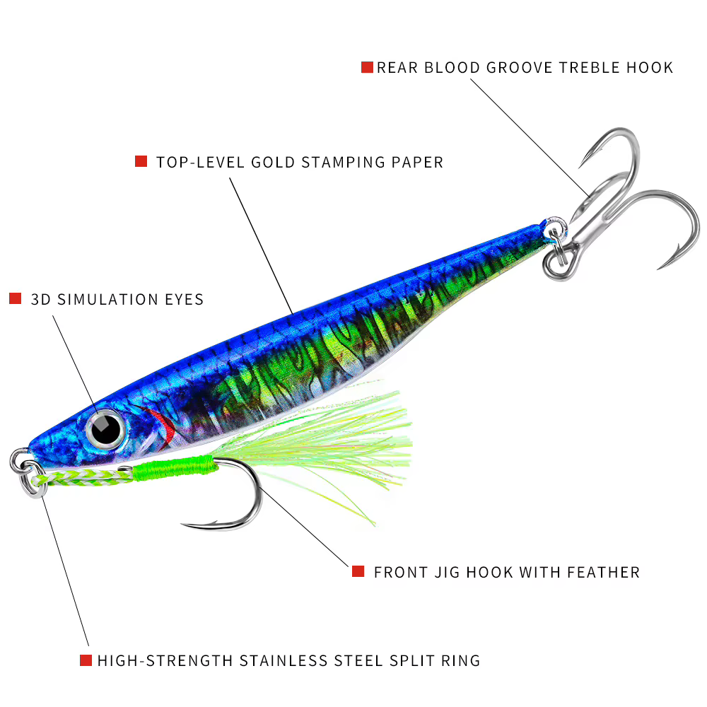 PROBEROS Señuelo metálico hundimiento rápido 3D – Pesca 10‑40 g - imagen 3