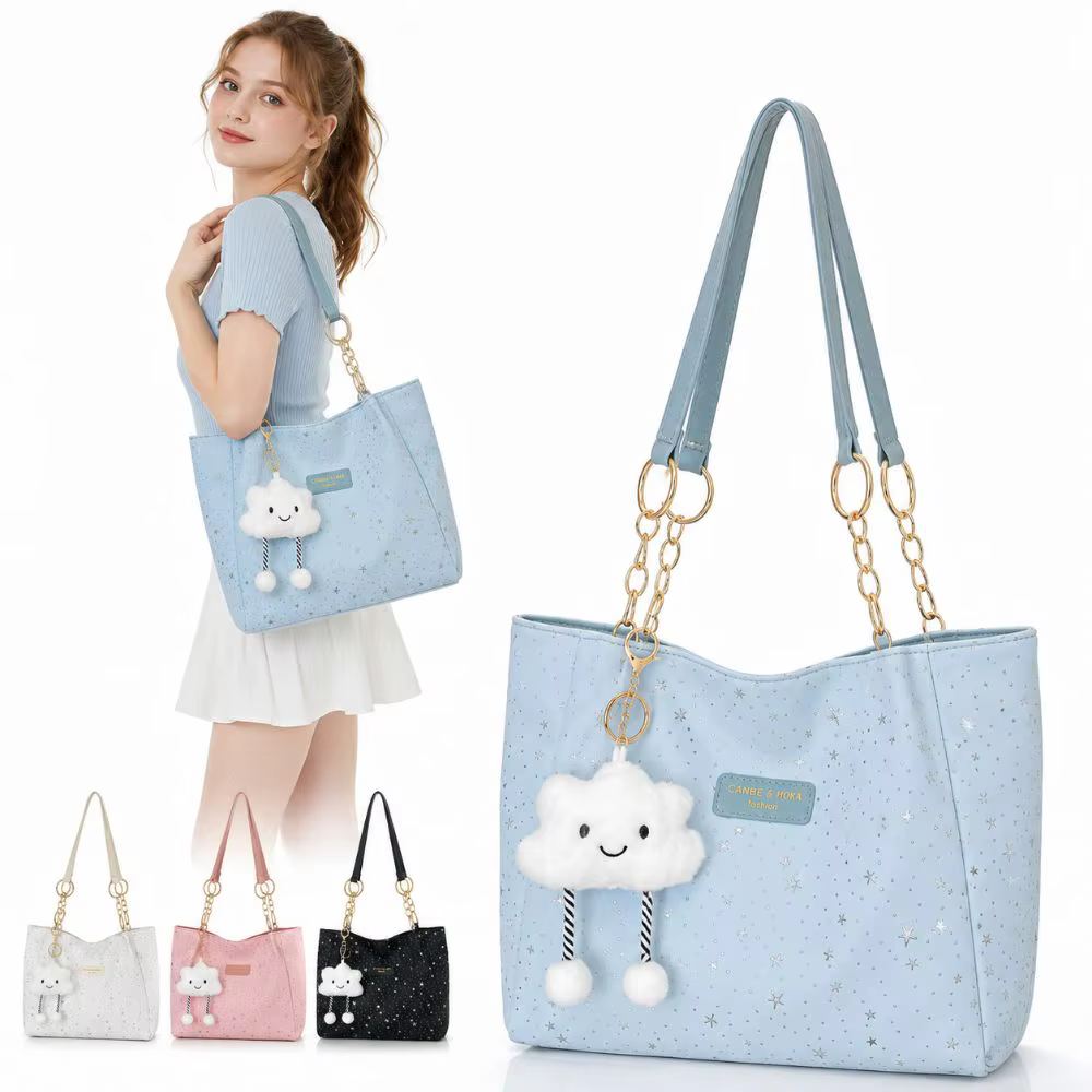 Bolso tote de hombro con estrella – Gran capacidad para viajes diarios - imagen 5