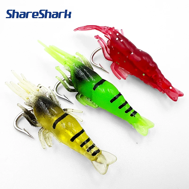 Cebo de camarón brillante en la oscuridad ShareShark con anzuelos - imagen 2