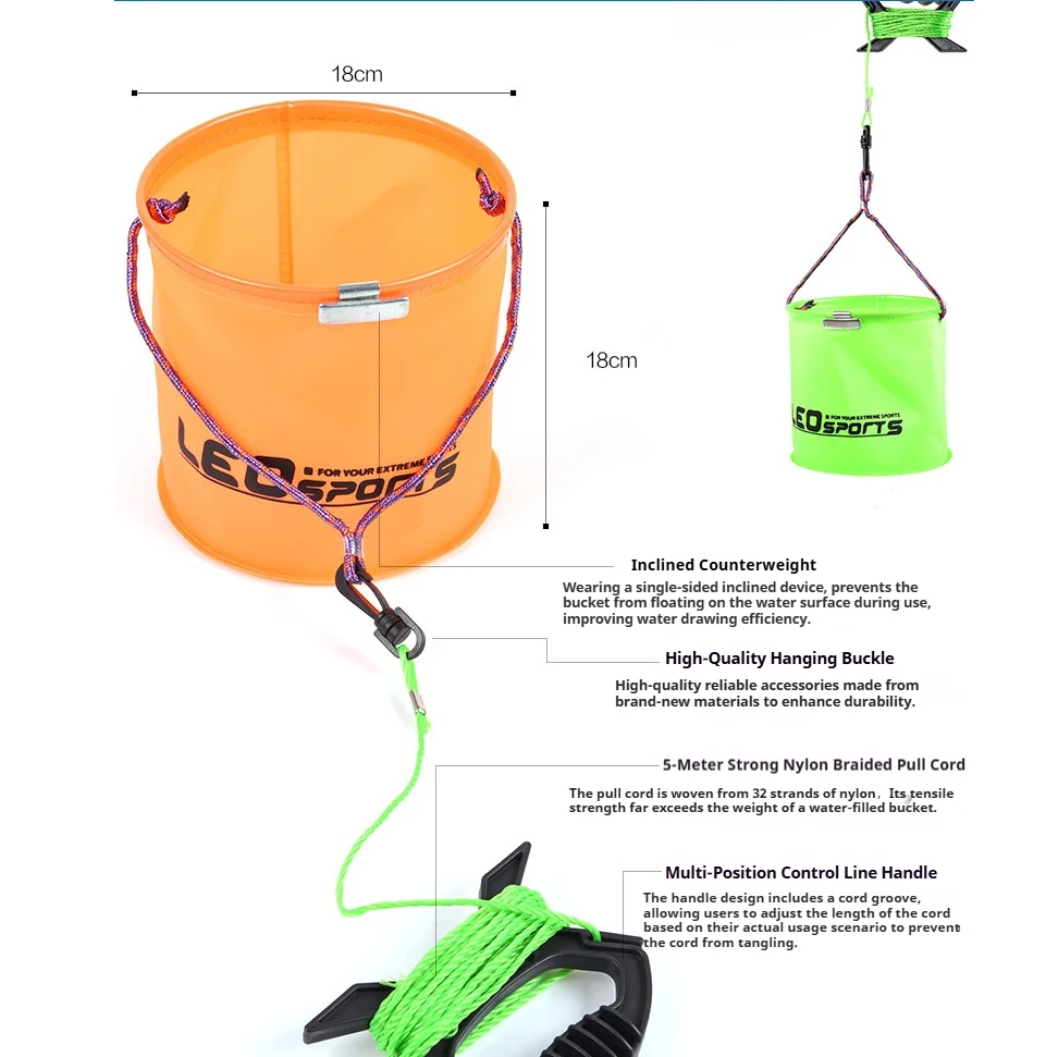 Cubo plegable impermeable para pesca de 17 cm para almacenamiento exterior - imagen 5