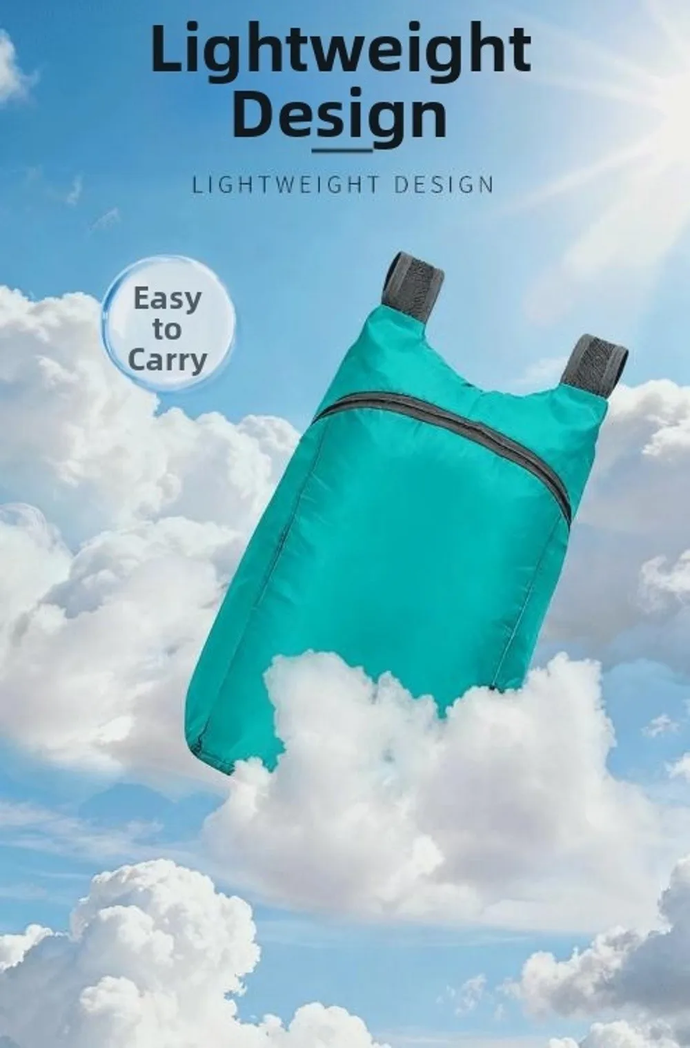 Mochila plegada en tamaño compacto