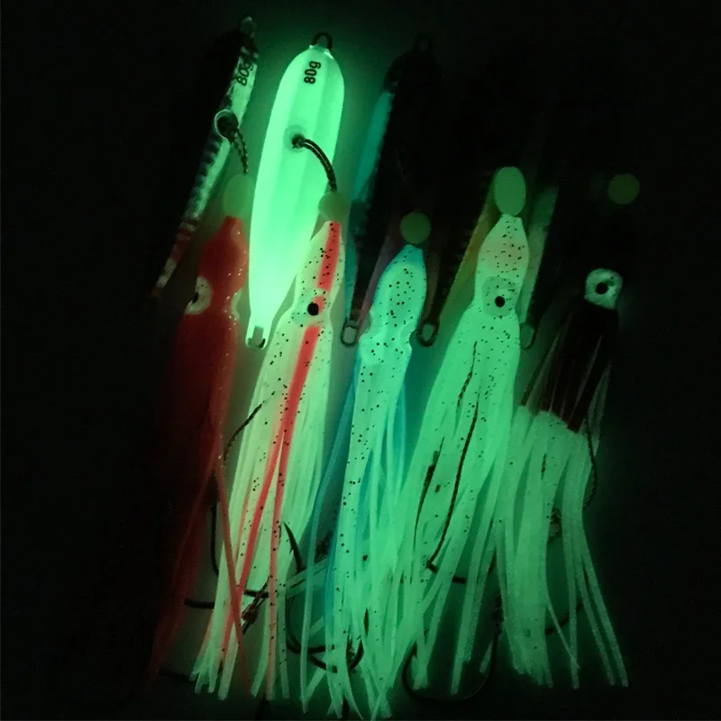 Señuelo de calamar para jigging nocturno en barco y pesca roca