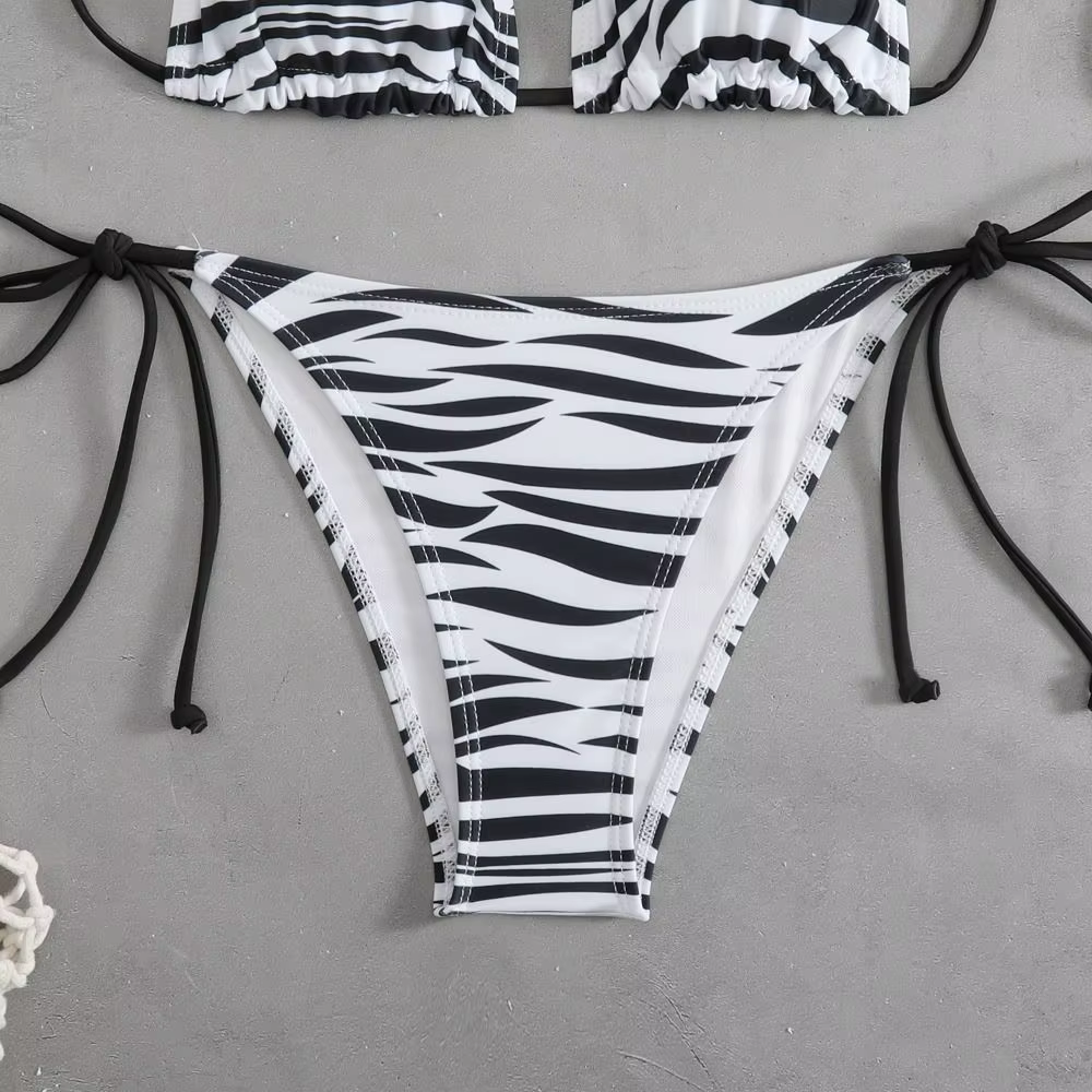 Bikini Estampado Cebra Dos Piezas con Tiras Laterales - imagen 3