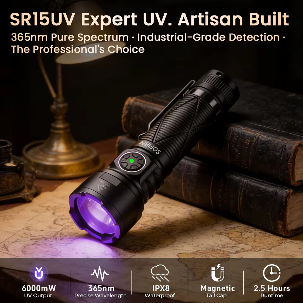 SOFIRN SR15 Linterna UV 365 nm IPX8 Recargable USB-C - imagen 4
