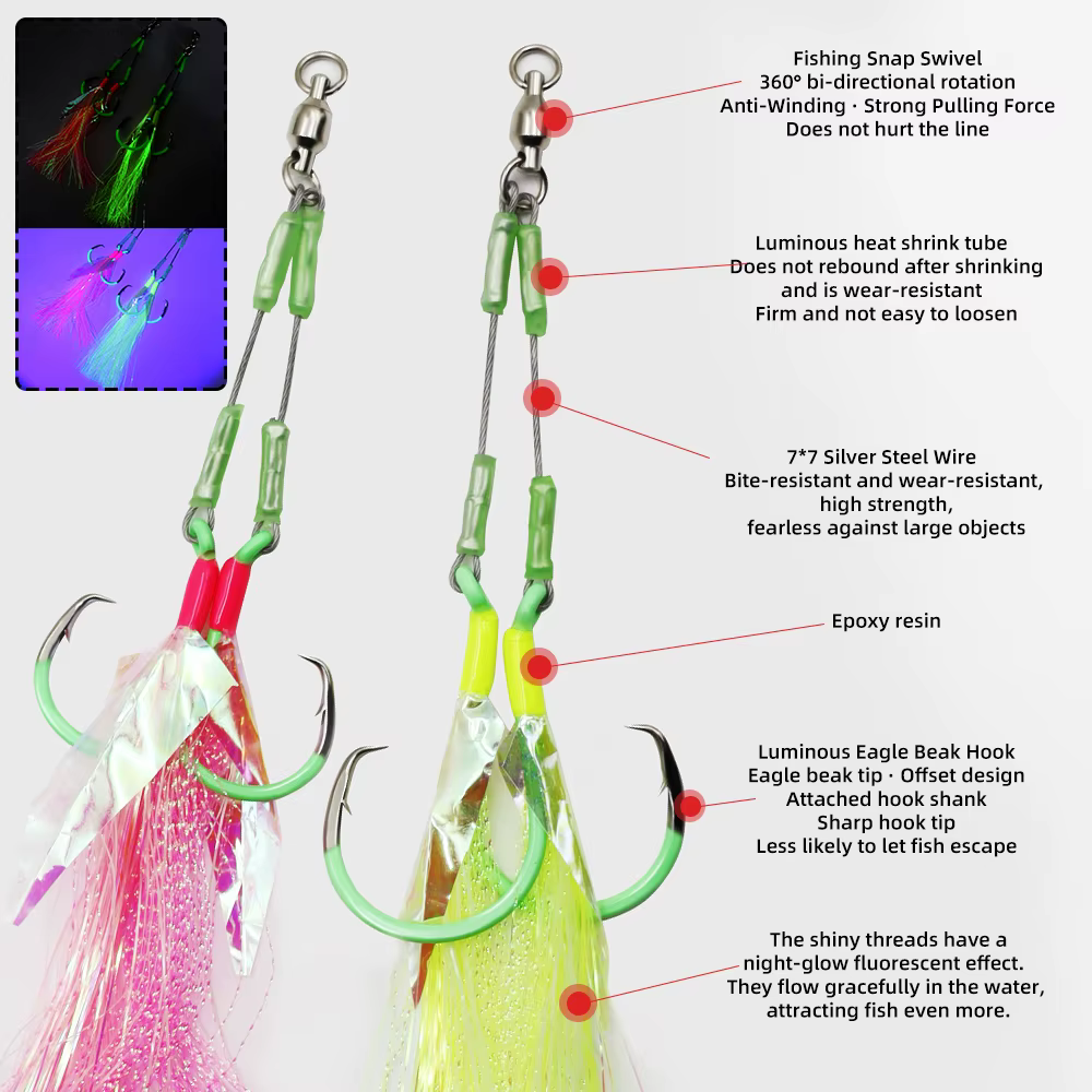 Jig luminoso ZYZHE con círculo y alambre de acero para pesca marina - imagen 3