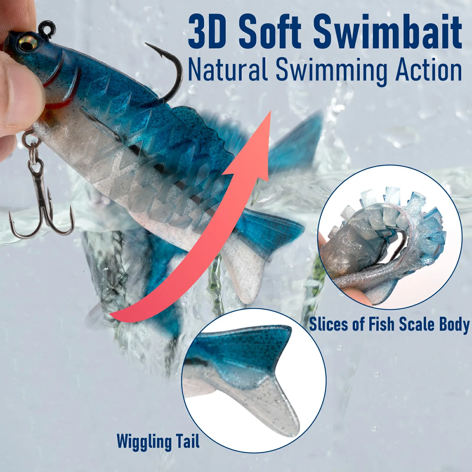 Vinilo cola de pala 20 g con jig head para lubina y lucio