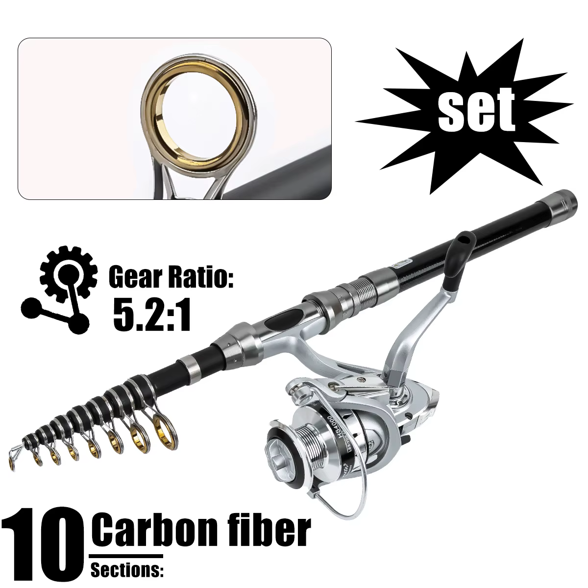 Caña Spinning Luya + Carrete Pesca Mar – Combo para Lanzamiento - imagen 3