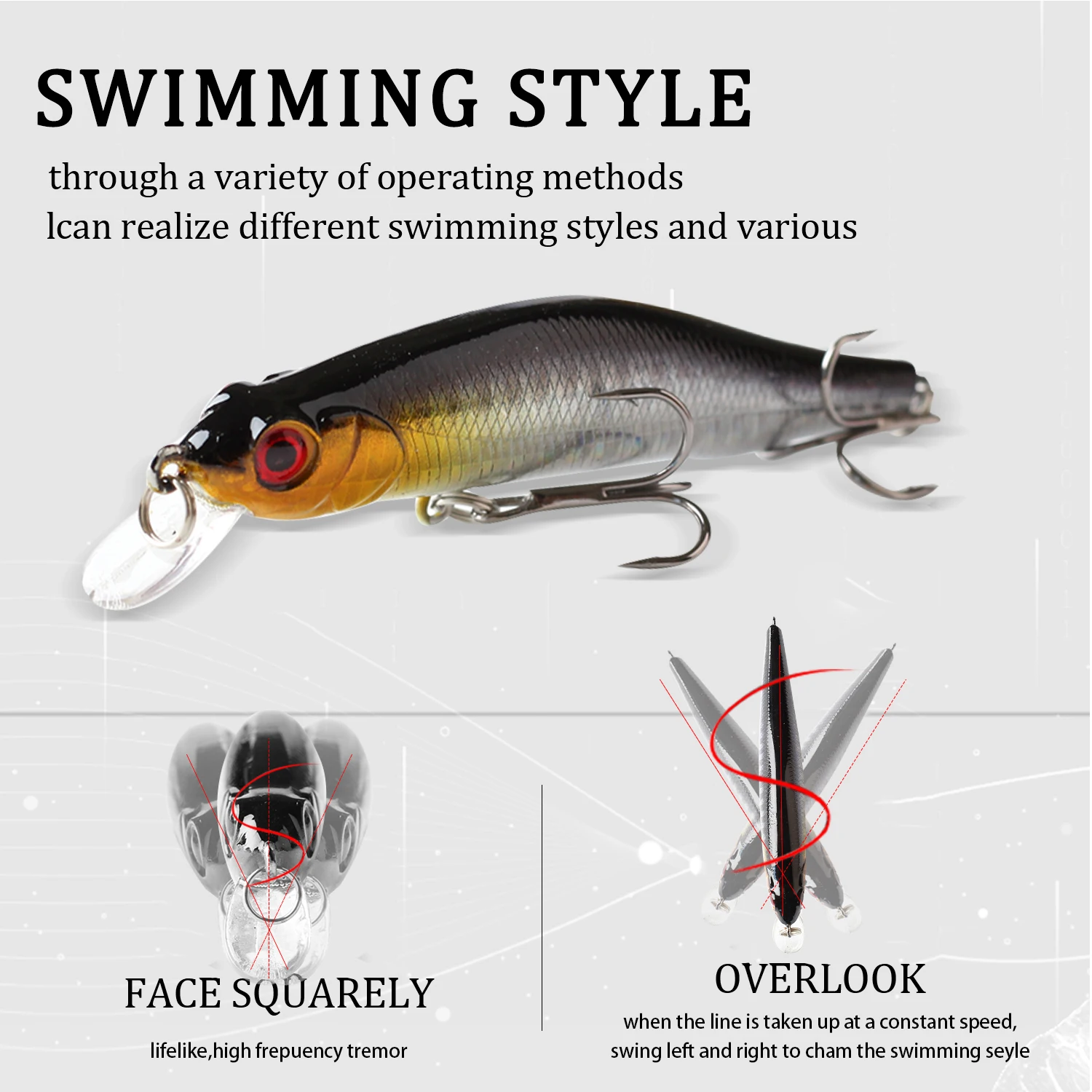Wobbler hundido 8cm 8,5g – Ojos 3D para pesca - imagen 4